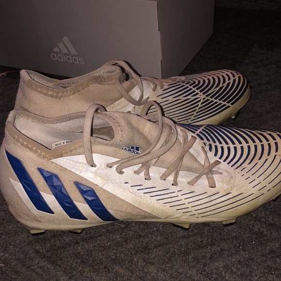 White and Blue Adidas Soccer Cleats - Picture 4 of 9